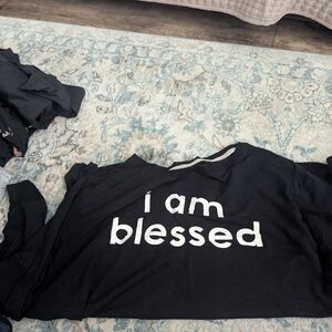 Peace Love World Black 'I Am Blessed' Long Sleeve Tee